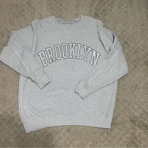 Aerie Gray Crewneck Top with Brooklyn Graphic